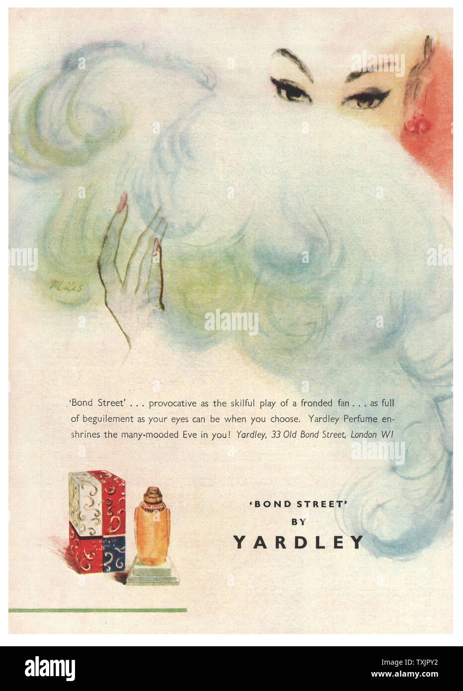 1947 Magazine américain annonce cosmétiques Yardley Banque D'Images