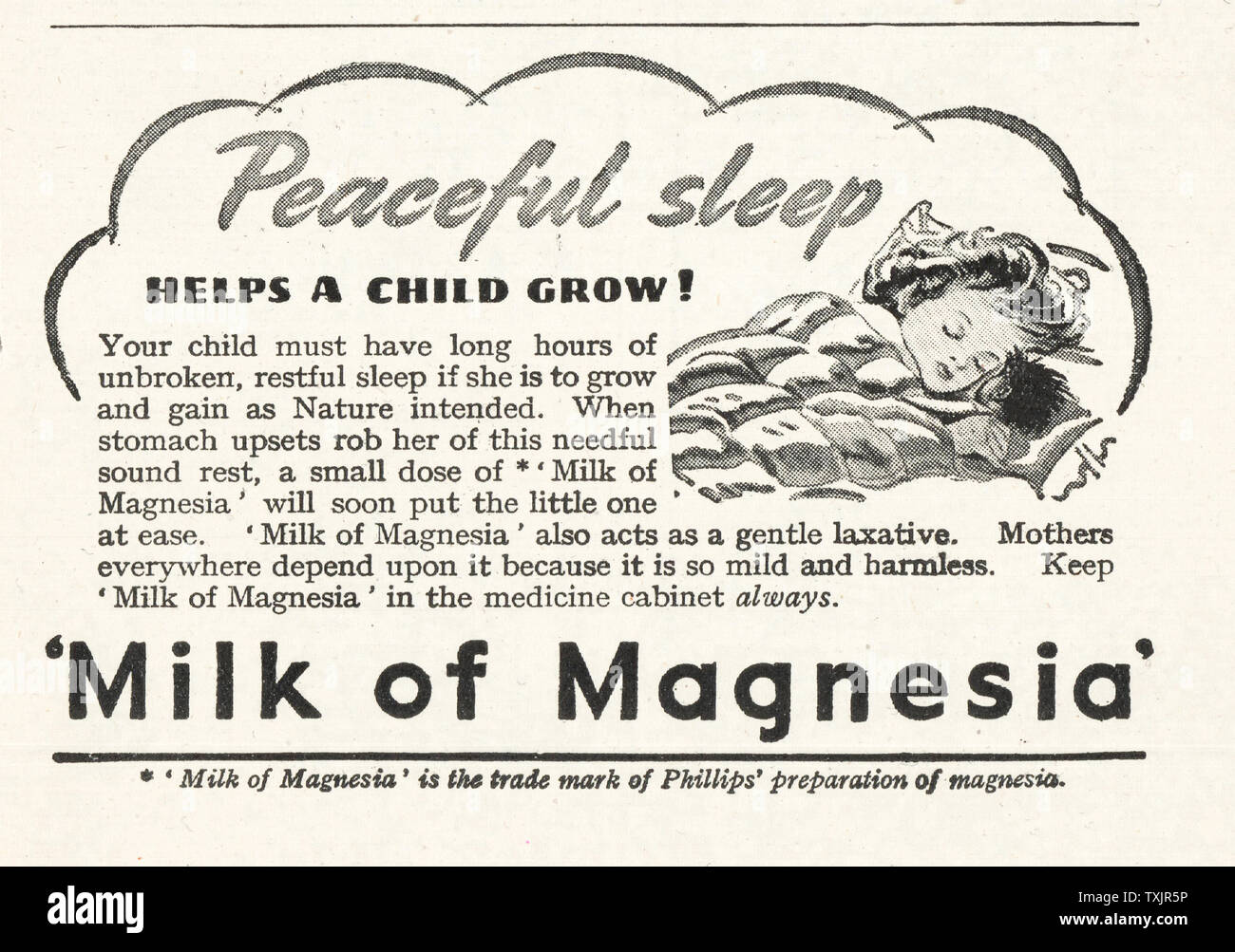 1946 Magazine BRITANNIQUE Phillips le lait de magnésie annonce Banque D'Images