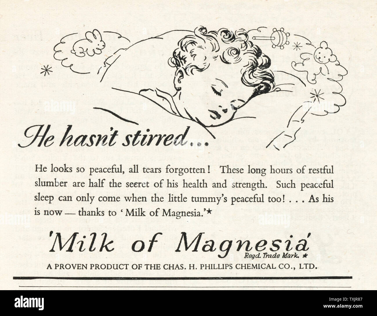1946 Magazine BRITANNIQUE Phillips le lait de magnésie annonce Banque D'Images