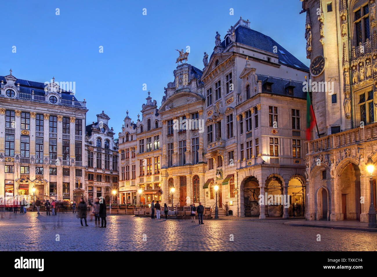 Maisons de guilde dans la Grand Place (Grote Markt) à Bruxelles, Belgique. Banque D'Images