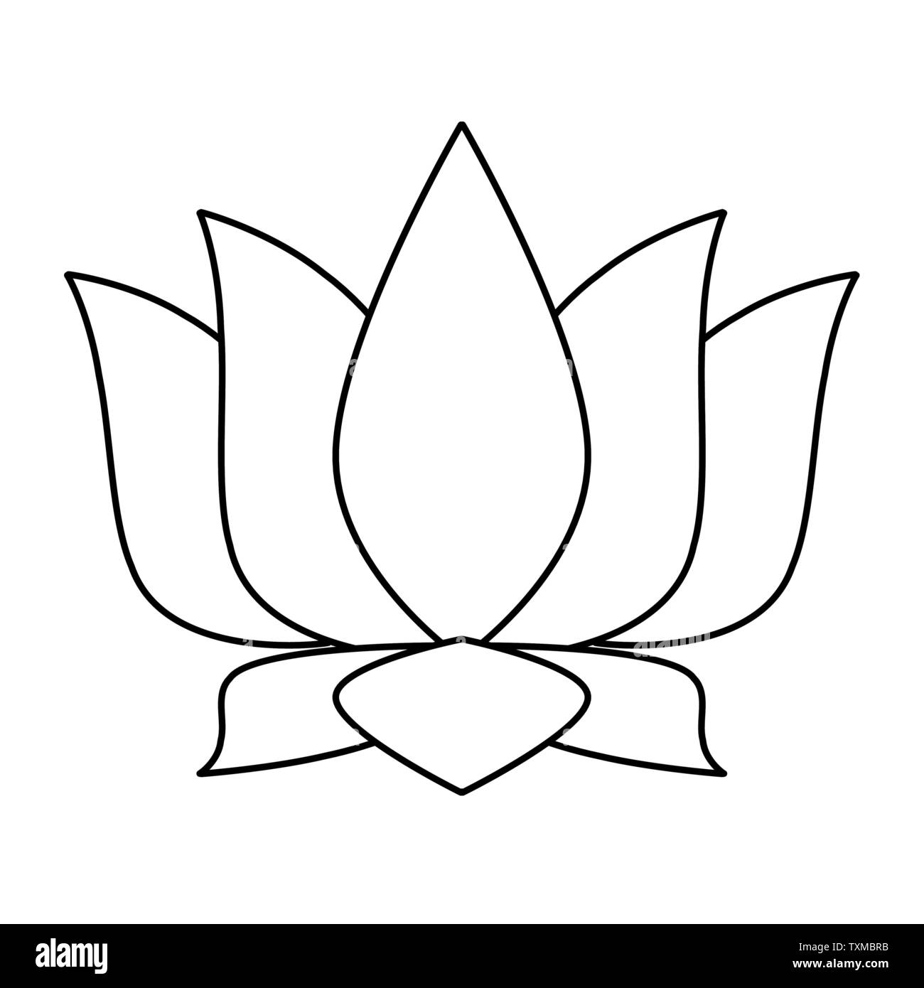 L'icône de fleurs fleur de lotus cartoon en noir et blanc Illustration de Vecteur