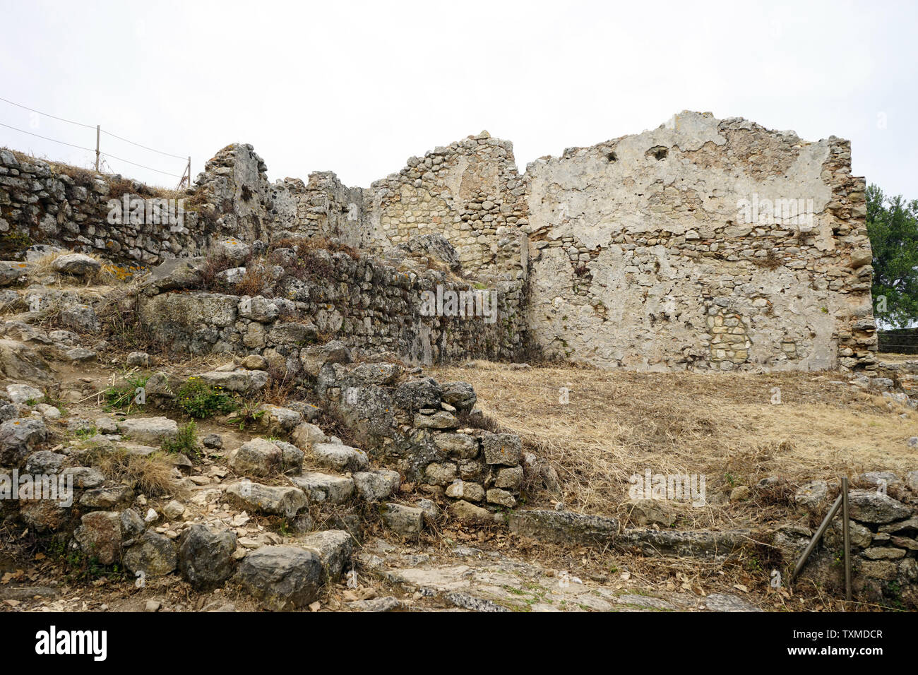 Des ruines en Angelokastro forteresse sur la côte ouest de l'île de Corfou, Grèce Banque D'Images