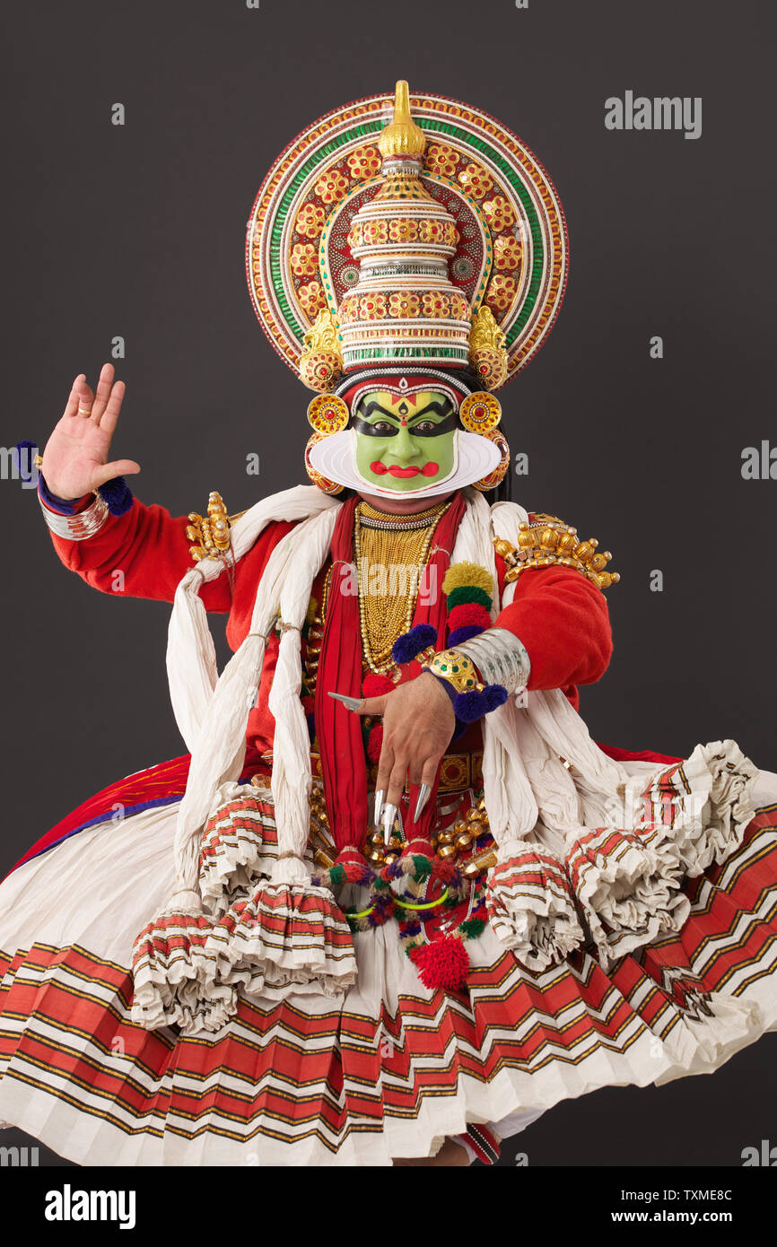 Danseuse de kathakali indien d'effectuer Banque D'Images