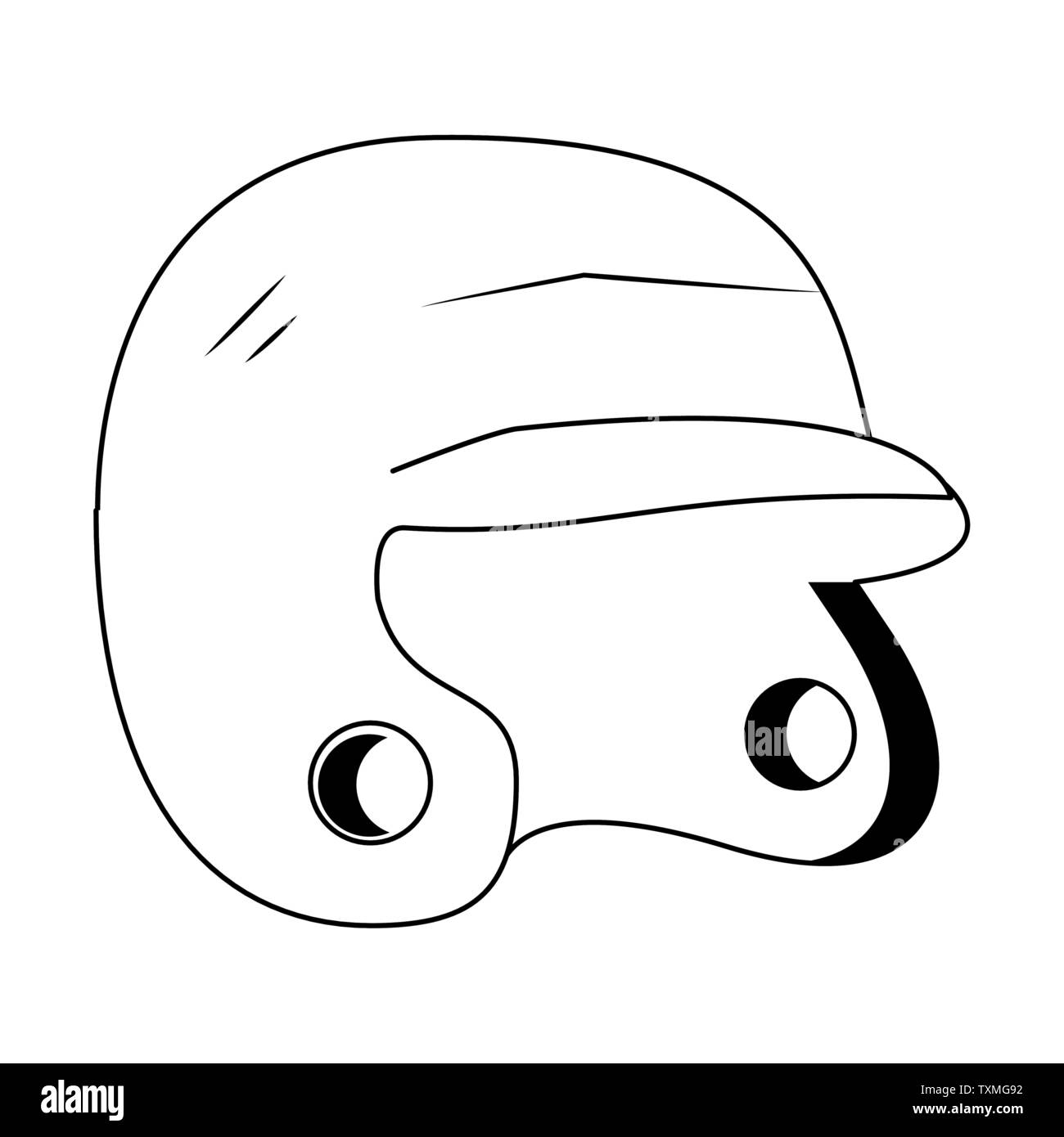 Luttre baseball icône éléments cartoon en noir et blanc Illustration de Vecteur