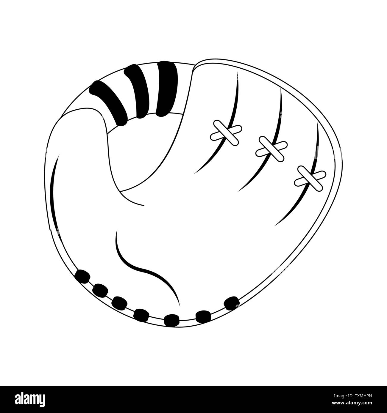 Luttre baseball icône éléments cartoon en noir et blanc Illustration de Vecteur