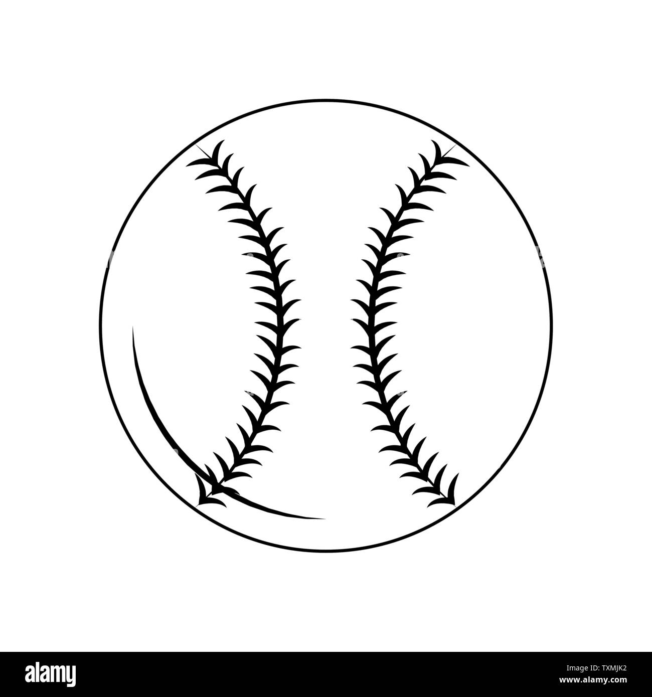 Luttre baseball icône éléments cartoon en noir et blanc Illustration de Vecteur