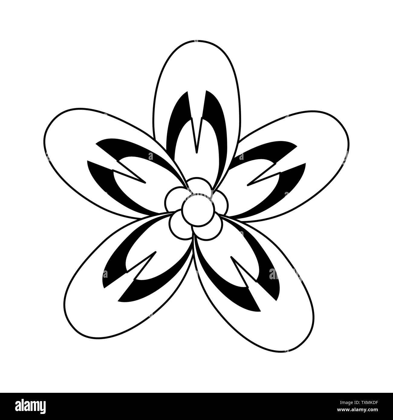 L'icône de fleurs fleur de lotus cartoon en noir et blanc Illustration de Vecteur