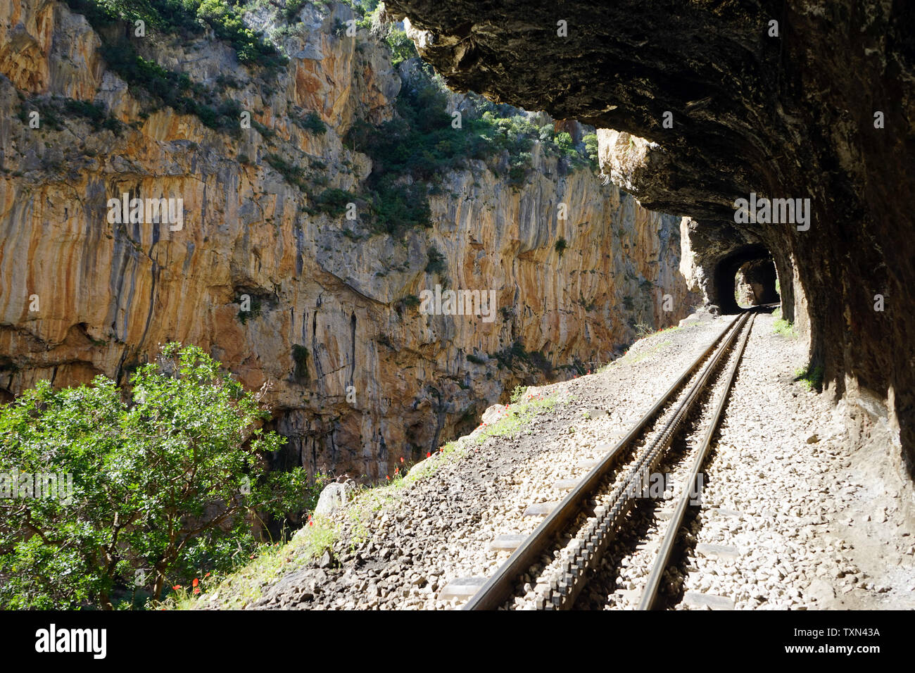 En chemin de fer, à proximité Hotel Waldblick, Grèce Banque D'Images