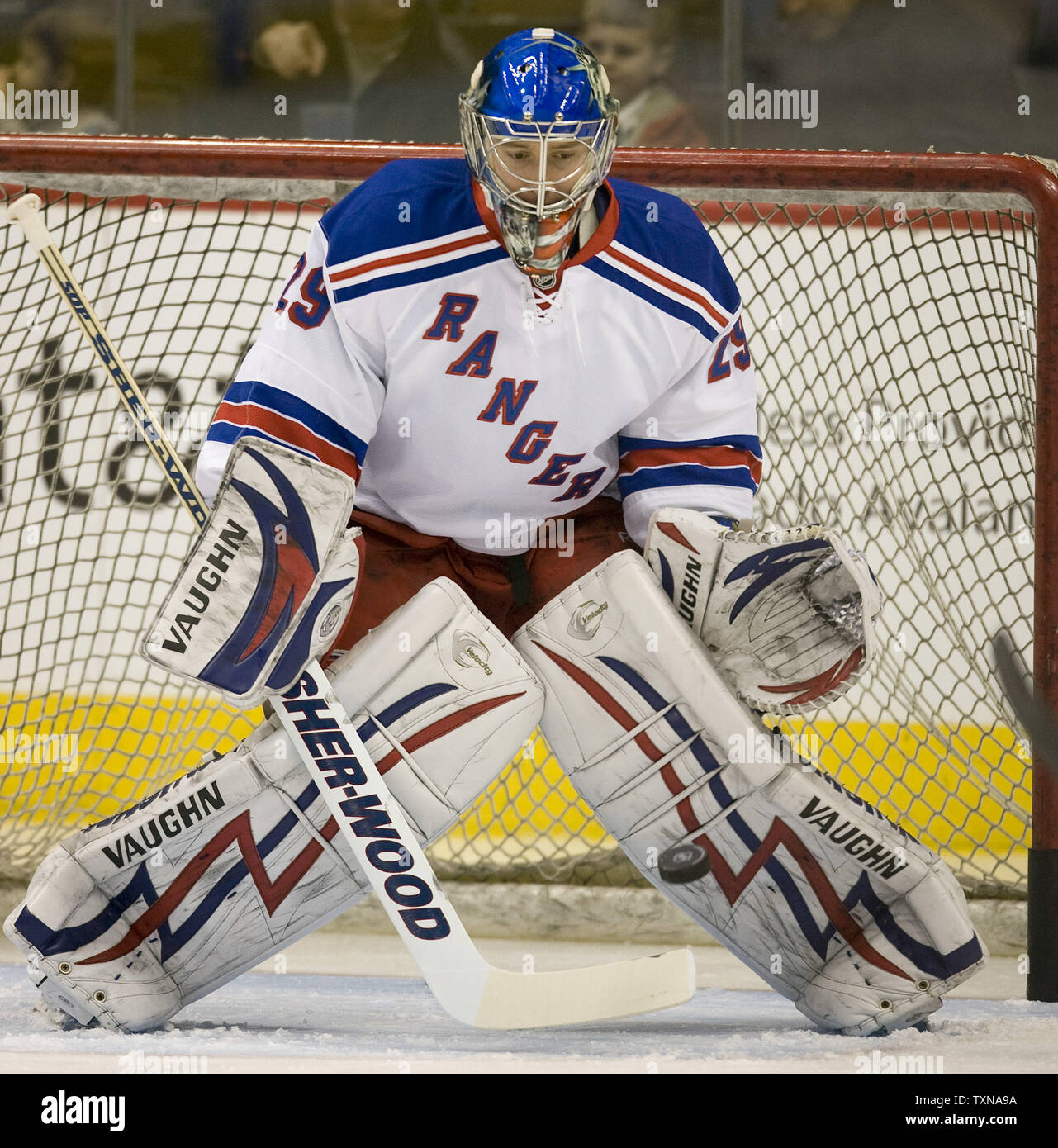 Au Pepsi Center de Denver le 31 janvier 2010. Les Rangers ont perdu cinq jeux de suite. UPI/Gary C. Caskey.. Banque D'Images