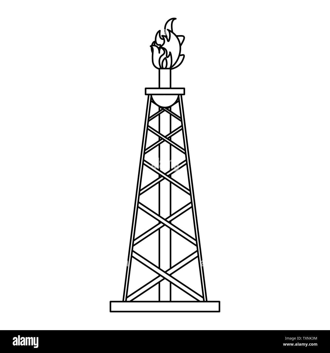 Huile de pétrole raffinerie avec des machines en noir et blanc Illustration de Vecteur