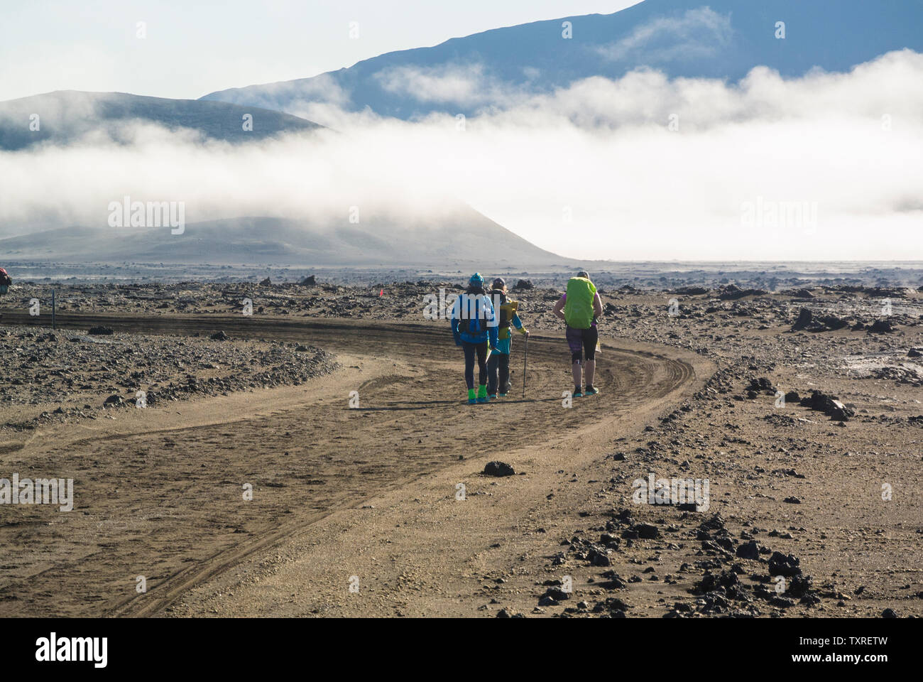 Concurrents en Feu et Glace la course d'endurance Ultra, l'Islande en 2017. Banque D'Images