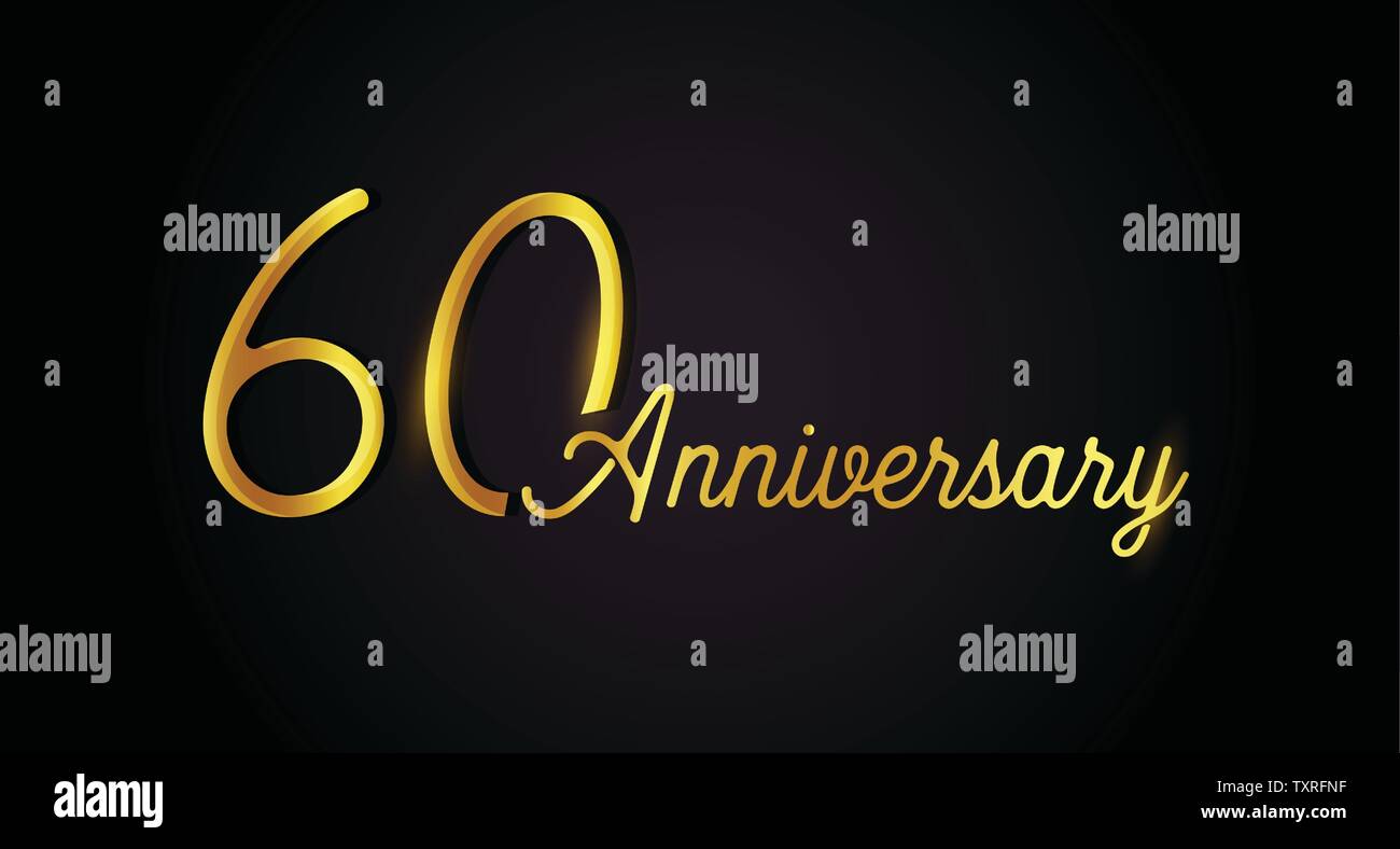 Logo anniversaire 60 concept. 60e anniversaire ans icône. Nombre d'or isolé sur fond noir. Vector illustration. EPS10. Illustration de Vecteur