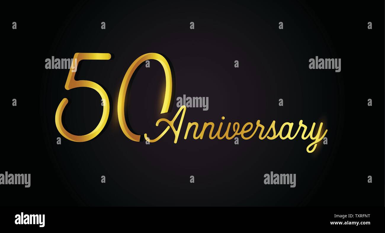 Logo anniversaire 50 concept. 50e anniversaire ans icône. Nombre d'or isolé sur fond noir. Vector illustration. EPS10. Illustration de Vecteur