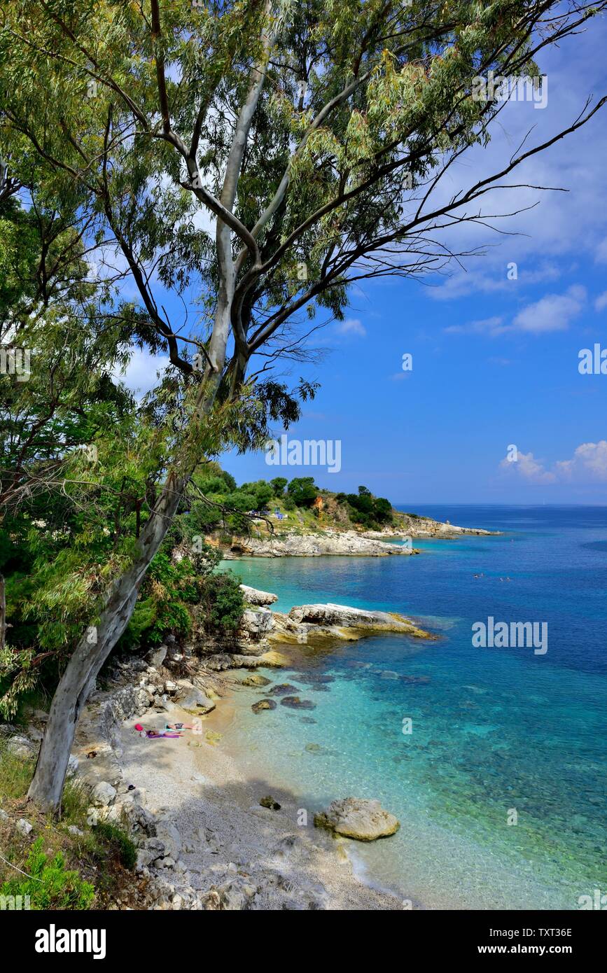 La plage pittoresque de Bataria, Kassiopi,Kassopaia,Îles Ioniennes, Corfou, Grèce Banque D'Images
