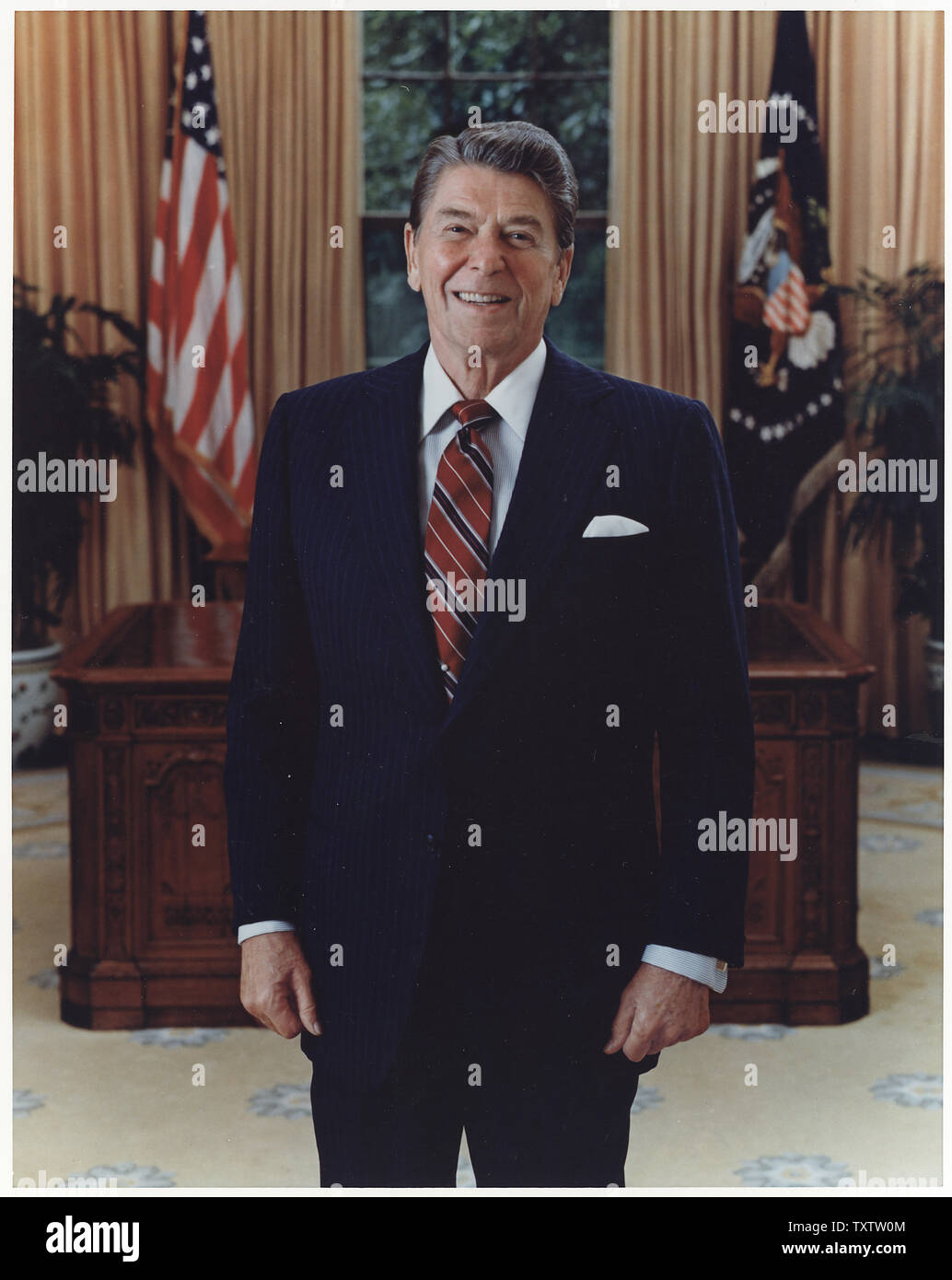 1985 Portrait officiel du président Reagan Banque D'Images