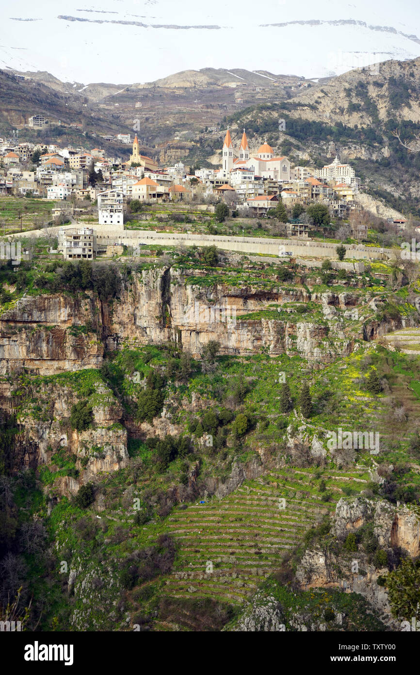 Vallée de la Quadisha Bsharri et au Liban Banque D'Images