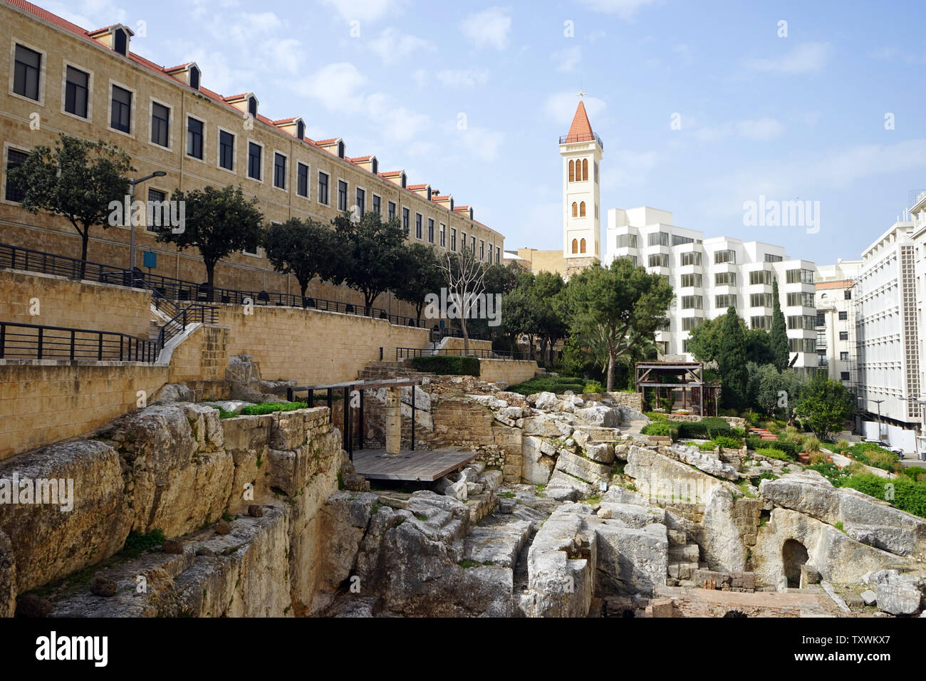 Beyrouth, LIBAN - CIRCA AVRIL 2019 Ruines de bain romain Banque D'Images