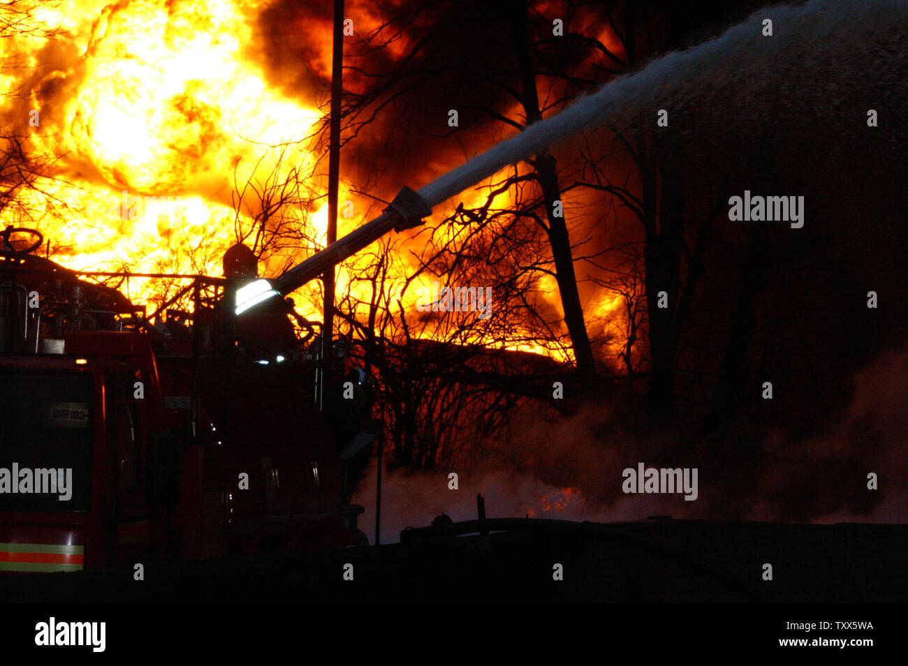 L'incendie de Buncefield, pétrole, Hemel Hempstead Banque D'Images