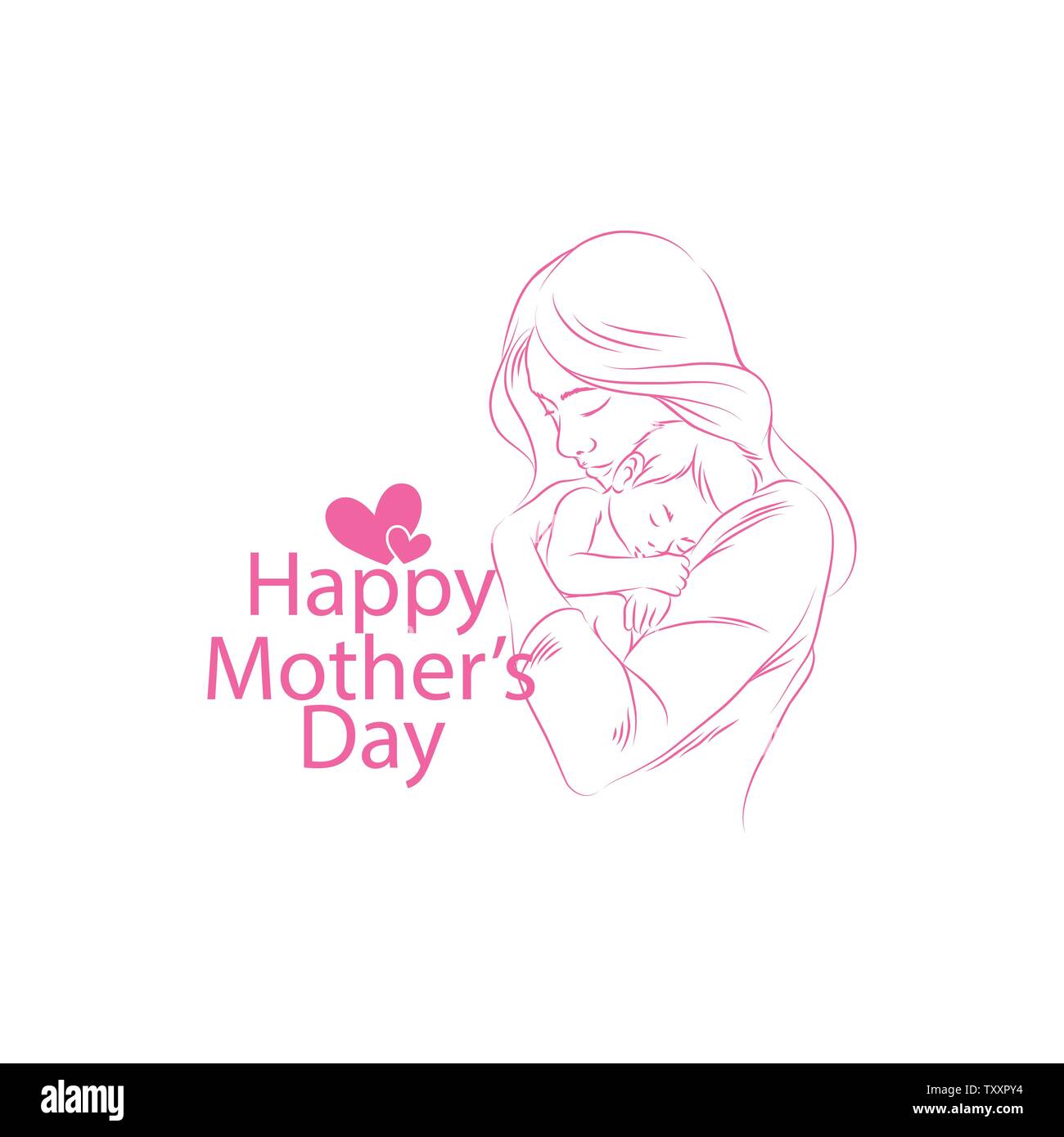 Happy mother day logo avec un bébé et la mère design Illustration de Vecteur