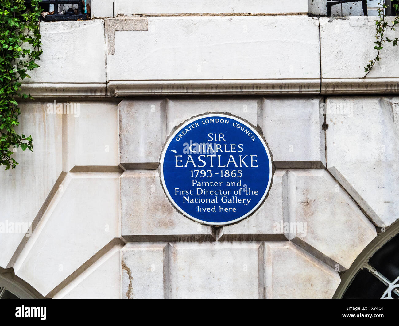Sir Charles Eastlake 1793-1865 GLC Blue Plaque sur la maison du peintre et premier directeur de la Galerie Nationale Banque D'Images