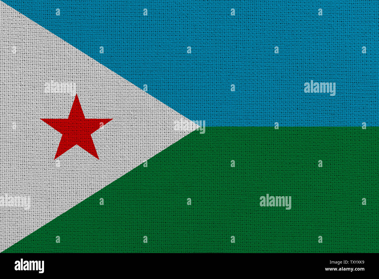 Djibouti drapeau en tissu. Contexte patriotique. Drapeau national de Djibouti Banque D'Images