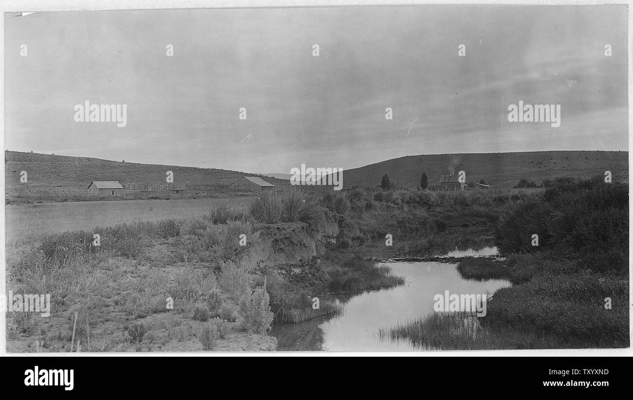 Congleton Ranch sur Beaver Creek, Paulina C&H Autonomie, forêt Ochoco, 1918. Banque D'Images