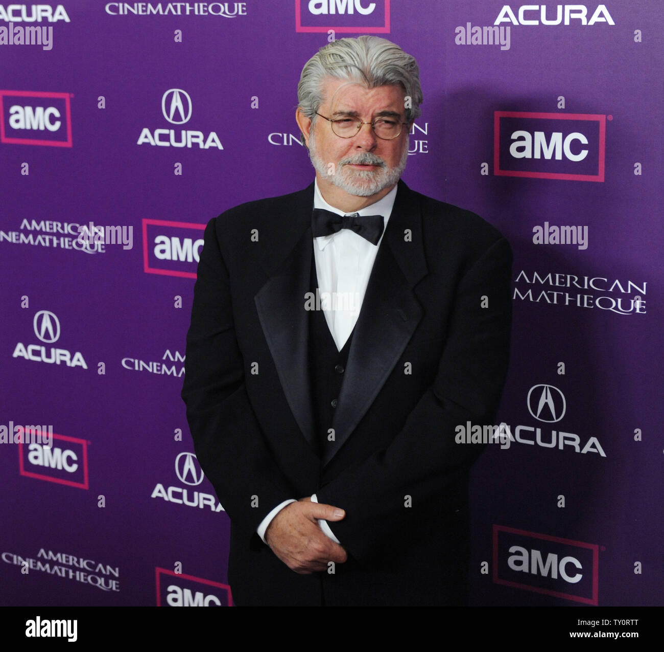 Réalisateur George Lucas arrive à la 23e American Cinematheque Award gala acteur Samuel L. Jackson à Los Angeles, Californie le 1 décembre 2008. (Photo d'UPI/Jim Ruymen) Banque D'Images
