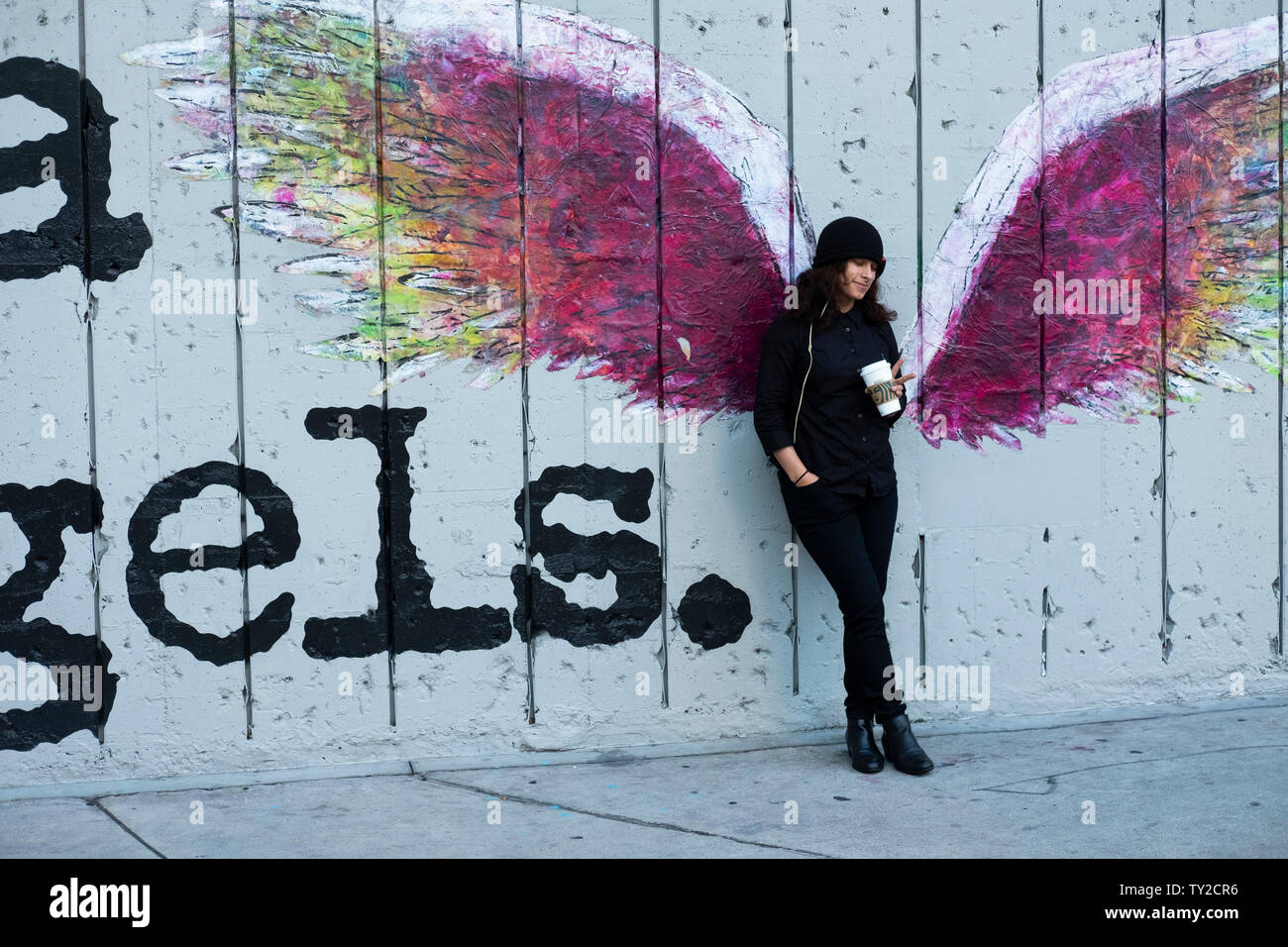 Ailes d'ange, peint sur le mur. Los Angeles, Californie, États-Unis d'Amérique Banque D'Images