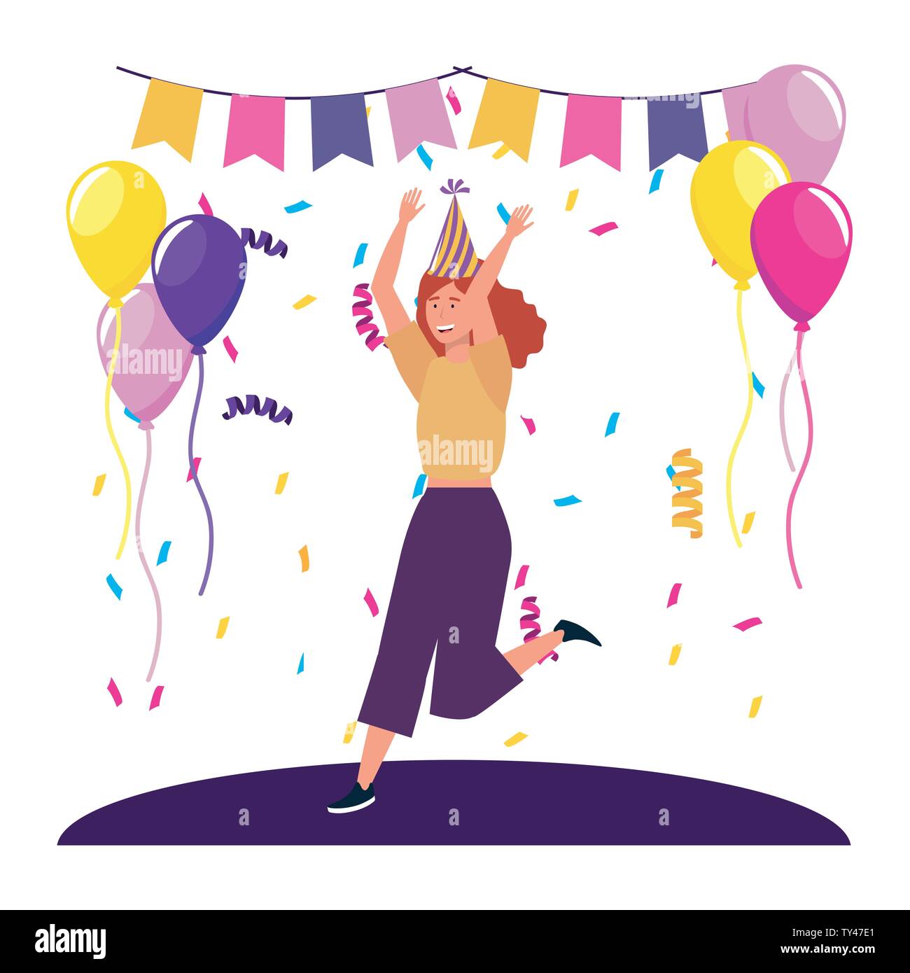 Femme Cartoon Dans Une Partie Conception Joyeux Anniversaire Celebration Decoration Fete Surprise Et Theme Vector Illustration Image Vectorielle Stock Alamy Femme Cartoon Dans Une Partie Conception Joyeux Anniversaire Celebration Decoration Fete Surprise Et Theme Vector Illustration Image Vectorielle Stock Alamy