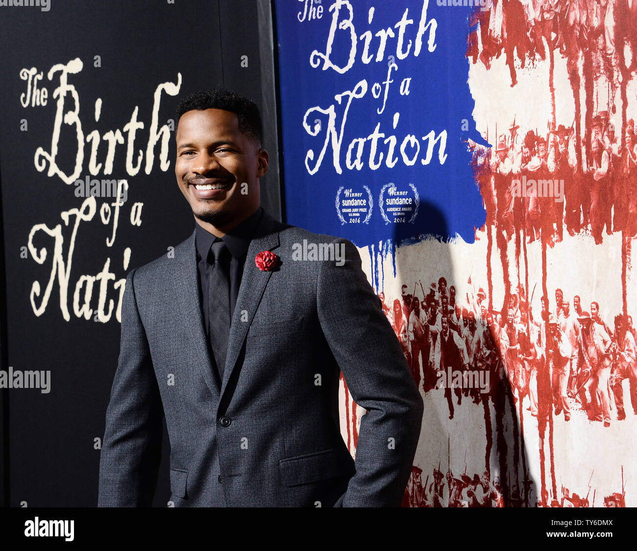 Scénariste/réalisateur et acteur, Nate Parker assiste à la première de the motion picture drama 'La Naissance d'une nation' à l'ArcLight Cinerrama dans le dôme de l'article Hollywood de Los Angeles le 21 septembre 2016. Scénario : Nat Turner, un esclave et prédicateur à l'Antebellum South, orchestre un soulèvement. Photo par Jim Ruymen/UPI Banque D'Images