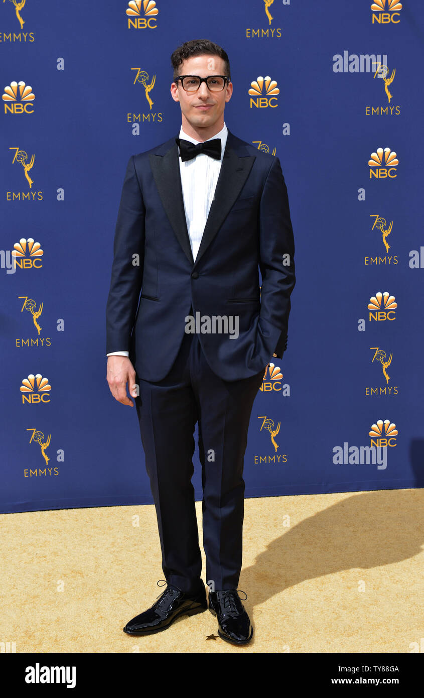 Acteur Andy Samberg assiste à la 70e Primetime Emmy Awards annuels lors du Microsoft Theatre dans le centre-ville de Los Angeles le 17 septembre 2018. Photo par Christine Chew/UPI Banque D'Images