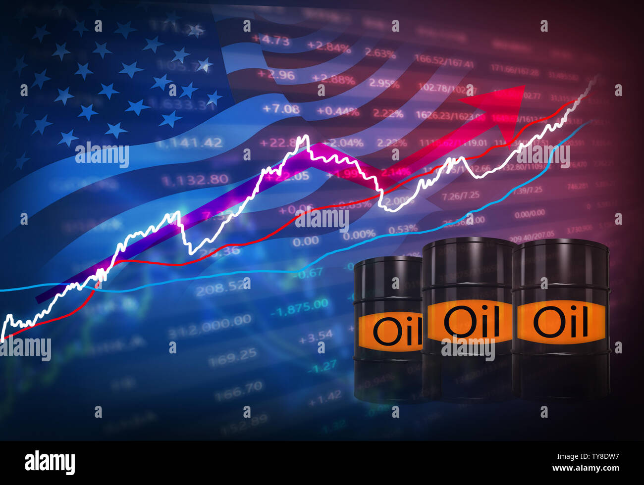 Les prix du pétrole brut, des contrats à terme, des ressources pétrolières. Banque D'Images