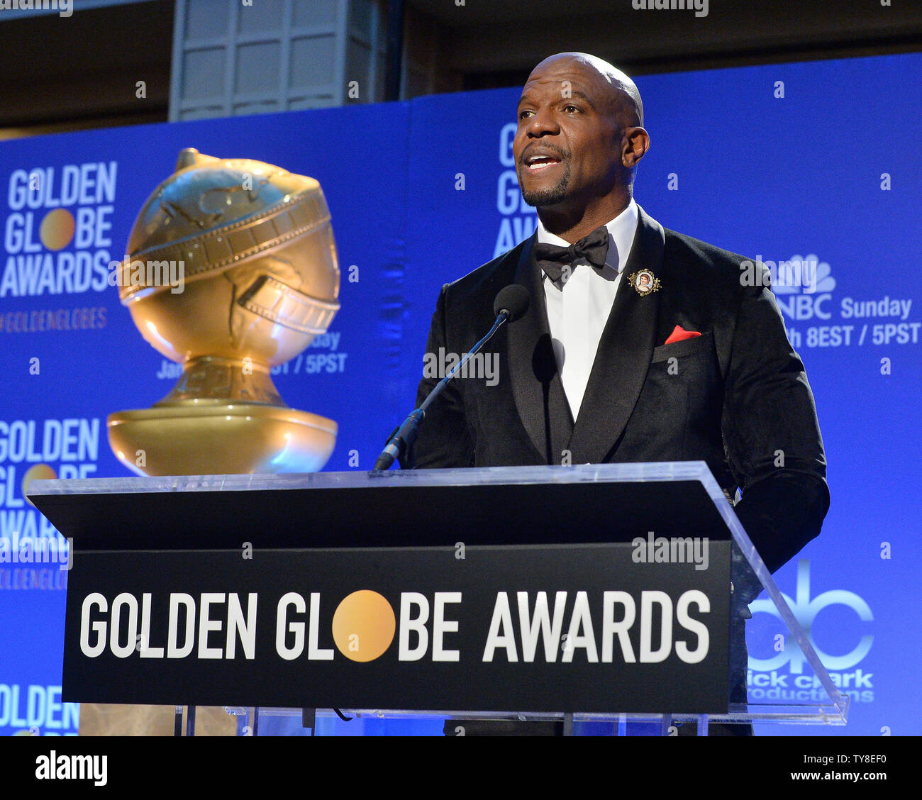 Terry Crews acteur annonce les nominés pour le 76e Golden Globe Awards au Beverly Hilton Hotel à Beverly Hills, Californie le 6 décembre 2018. Photo par Jim Ruymen/UPI Banque D'Images