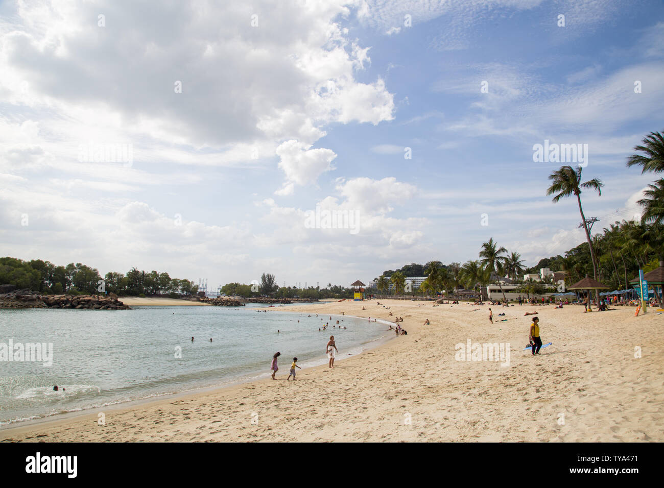 Siloso Beach sur l'île de Sentosa, Singapour Banque D'Images