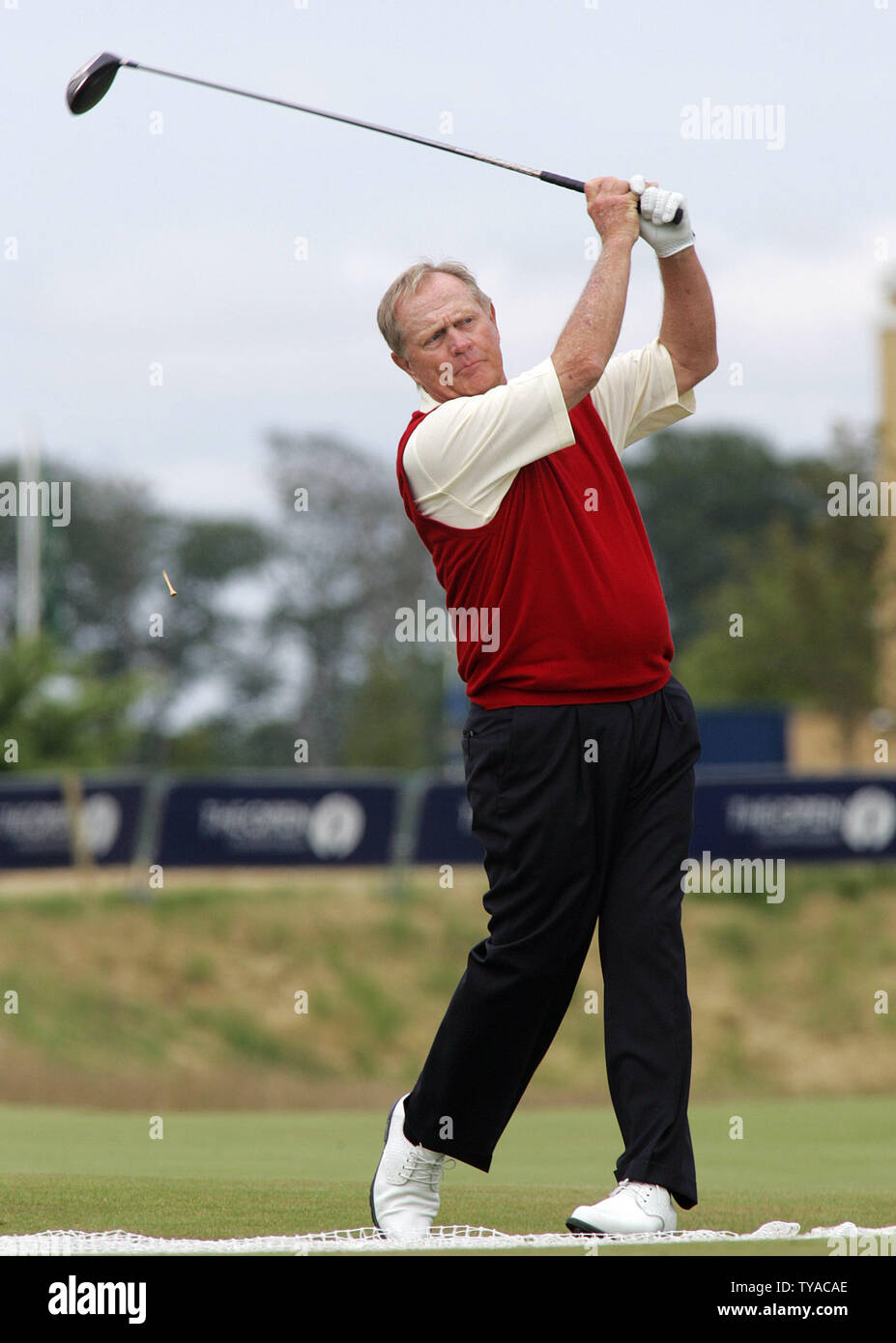 Jack Nicklaus, golfeur américain sur la dernière journée à la pratique 2005 British Open golf championship sur le old course de St Andrews le mercredi 13 juillet 2005. (Photo d'UPI/Hugo Philpott) Banque D'Images