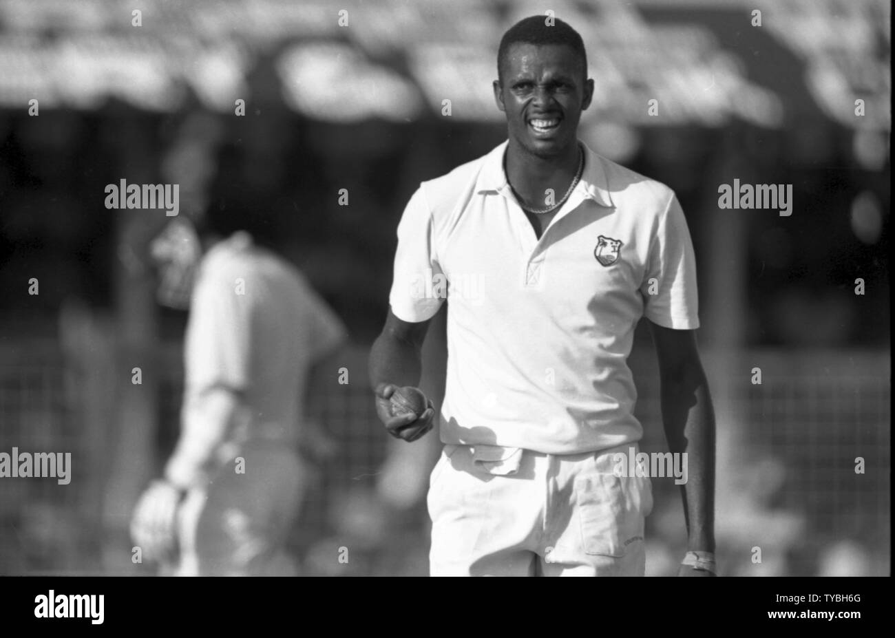 Cricket 1991 Courtney Walsh - Antilles photo de Tony Henshaw Banque D'Images