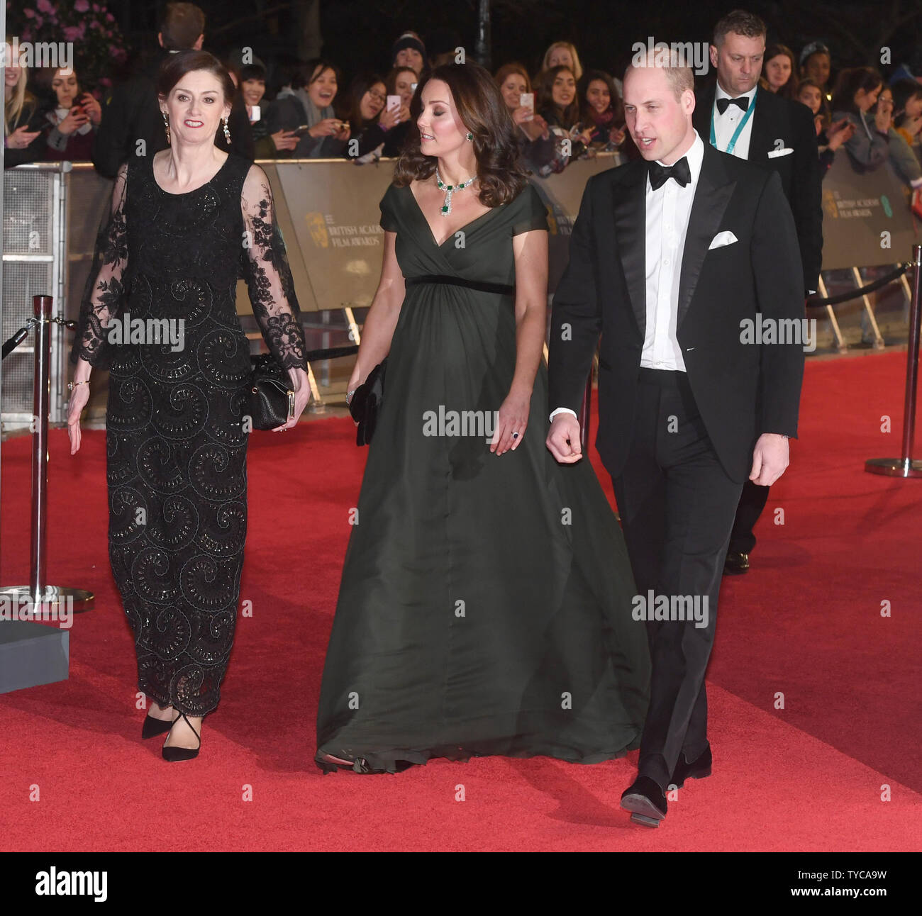 Le prince William, duc de Cambridge et Catherine, duchesse de Cambridge, assister à la British Academy Film Awards (BAFTA) au Royal Albert Hall de Londres le 18 février 2018. Photo par Paul Treadway/ UPI Banque D'Images