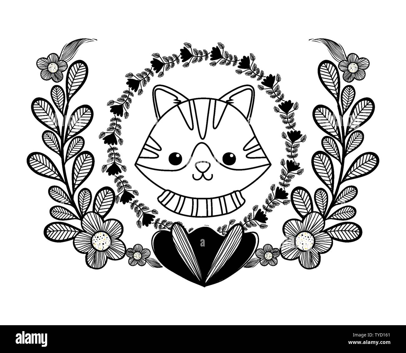 Cartoon chat écharpe avec des animaux du zoo, design mignon la vie la  nature et la faune thème Vector illustration Image Vectorielle Stock - Alamy
