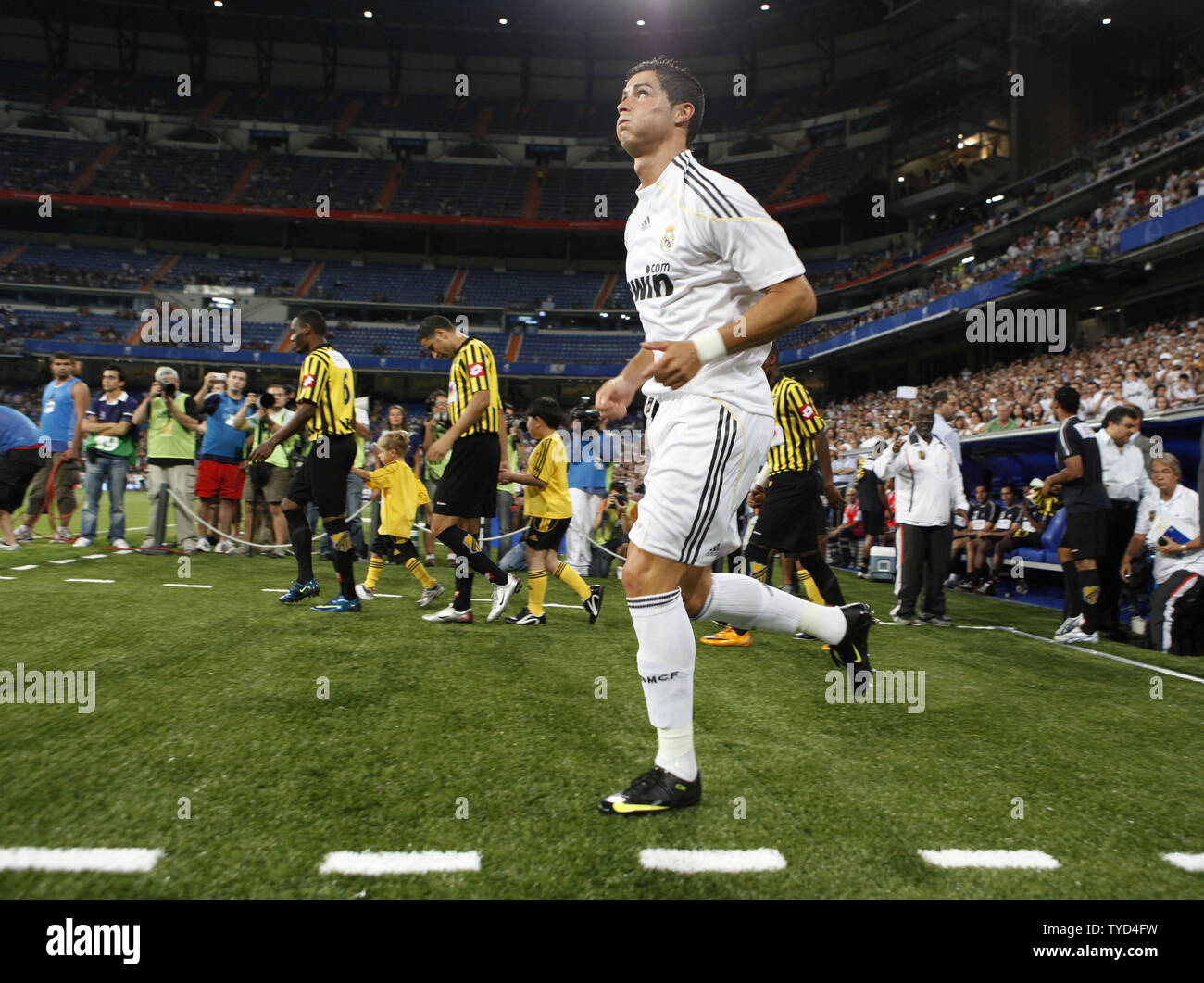 Cristiano Ronaldo avant le match de coupe de la paix entre le Real Madrid et Al Ittihad le 26 juillet 2009 à Madrid, Espagne. (Photo d'UPI/Angel Martinez) Banque D'Images