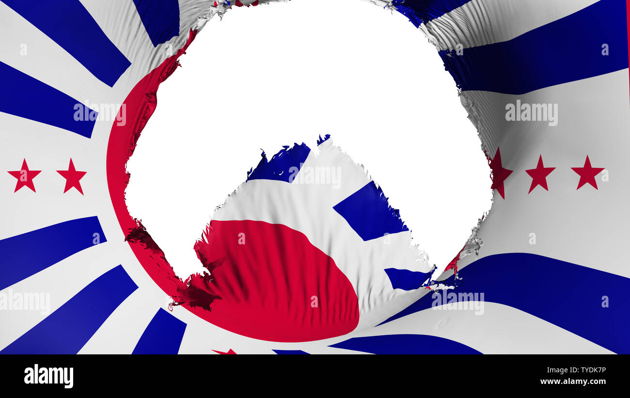 Gros trou au Japon drapeau Américain Banque D'Images