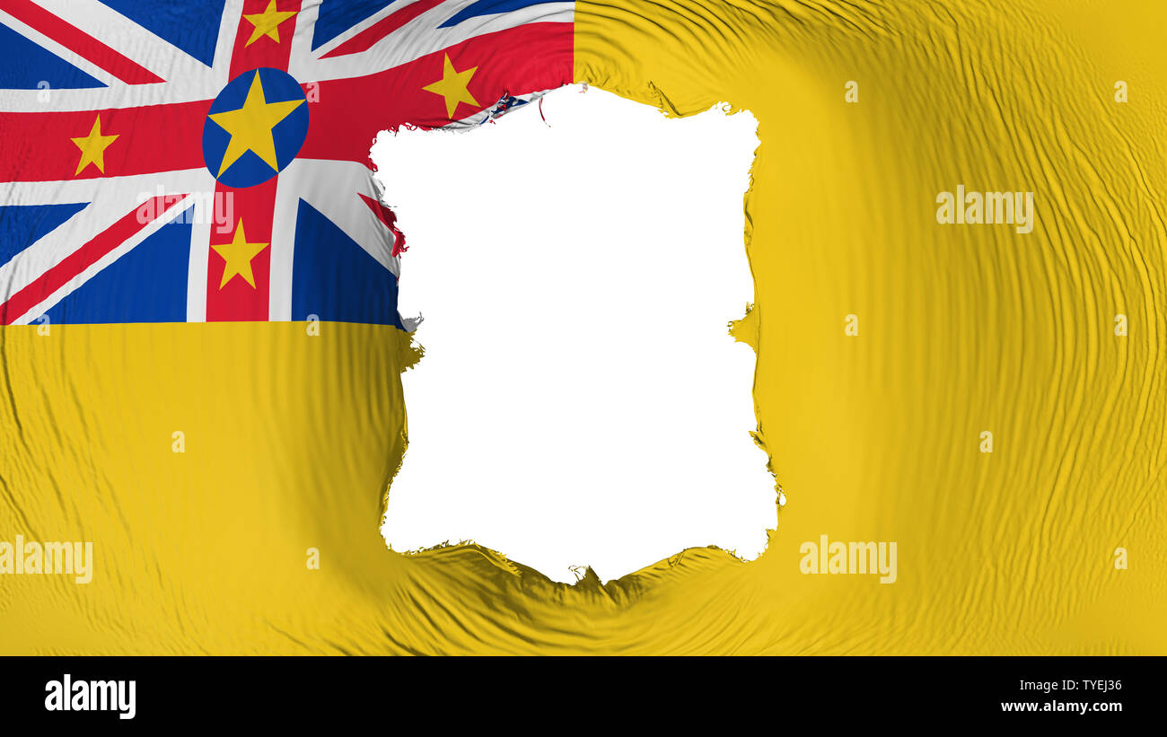 Le trou carré dans le drapeau de la ville de Niue Banque D'Images