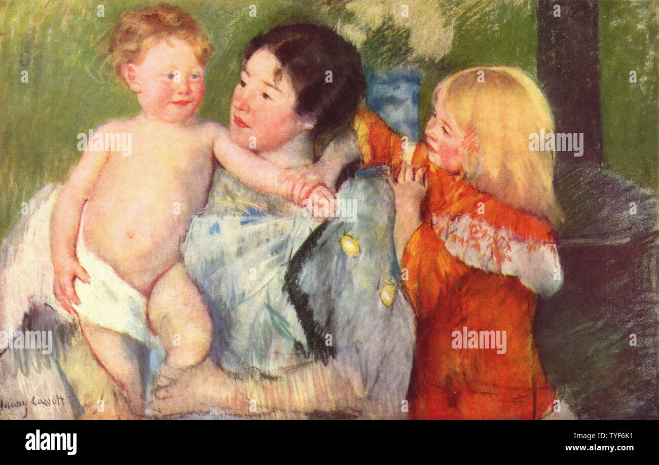 Mary Cassatt - Après Bain C 1901 Banque D'Images