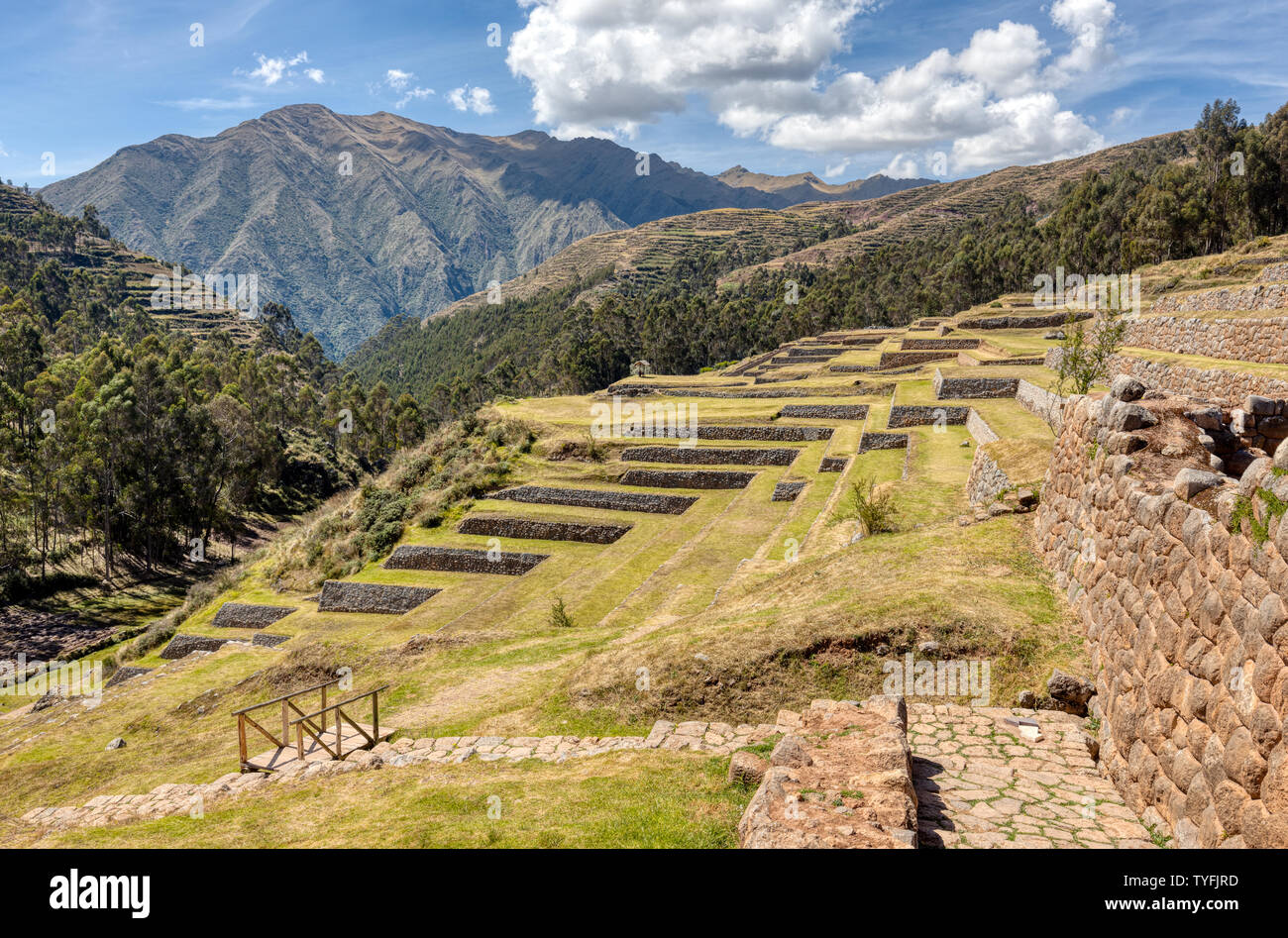 Chinchero Site archéologique inca dans la Vallée Sacrée près de Cusco au Pérou Banque D'Images