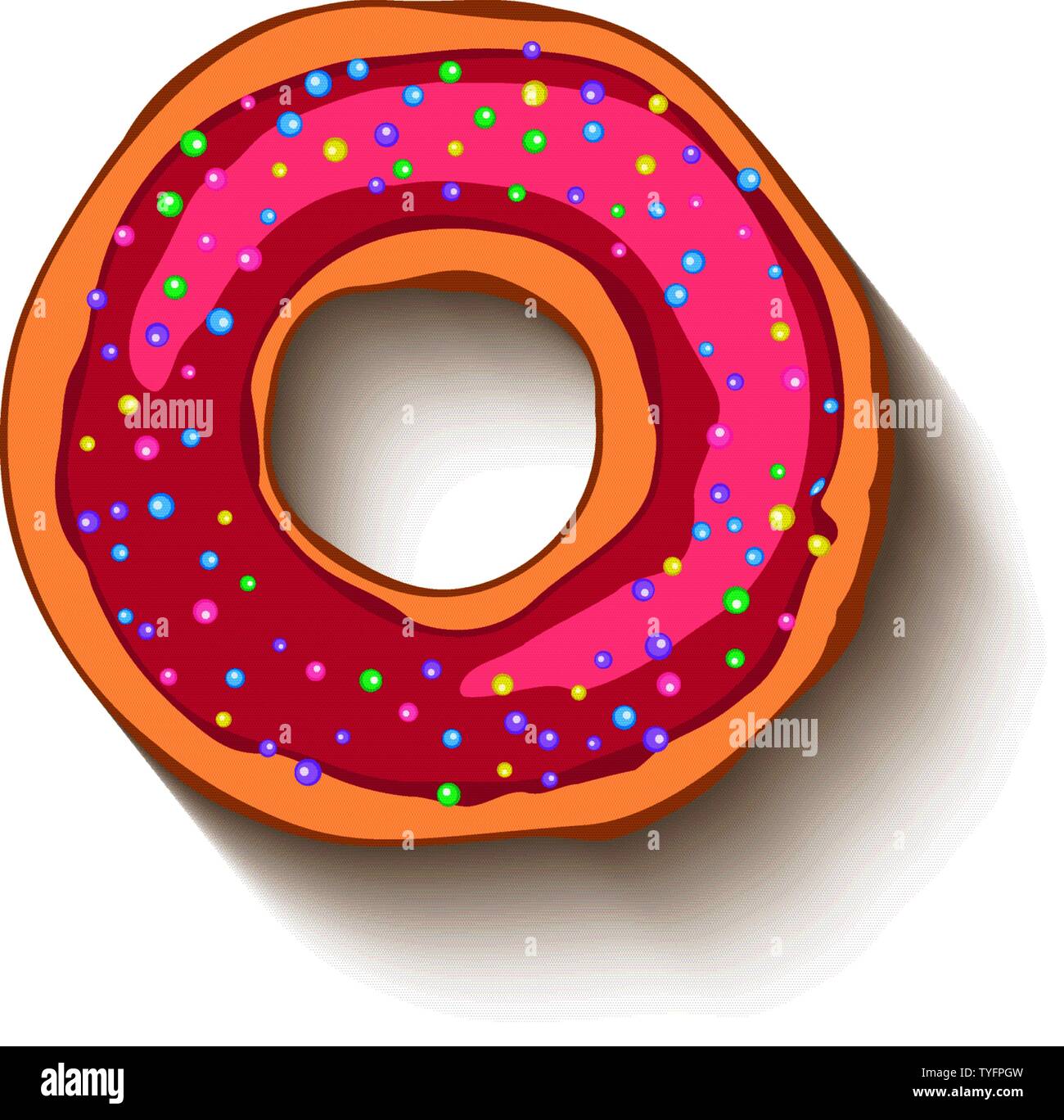 Donut avec glaçage rose et grains doux Illustration de Vecteur