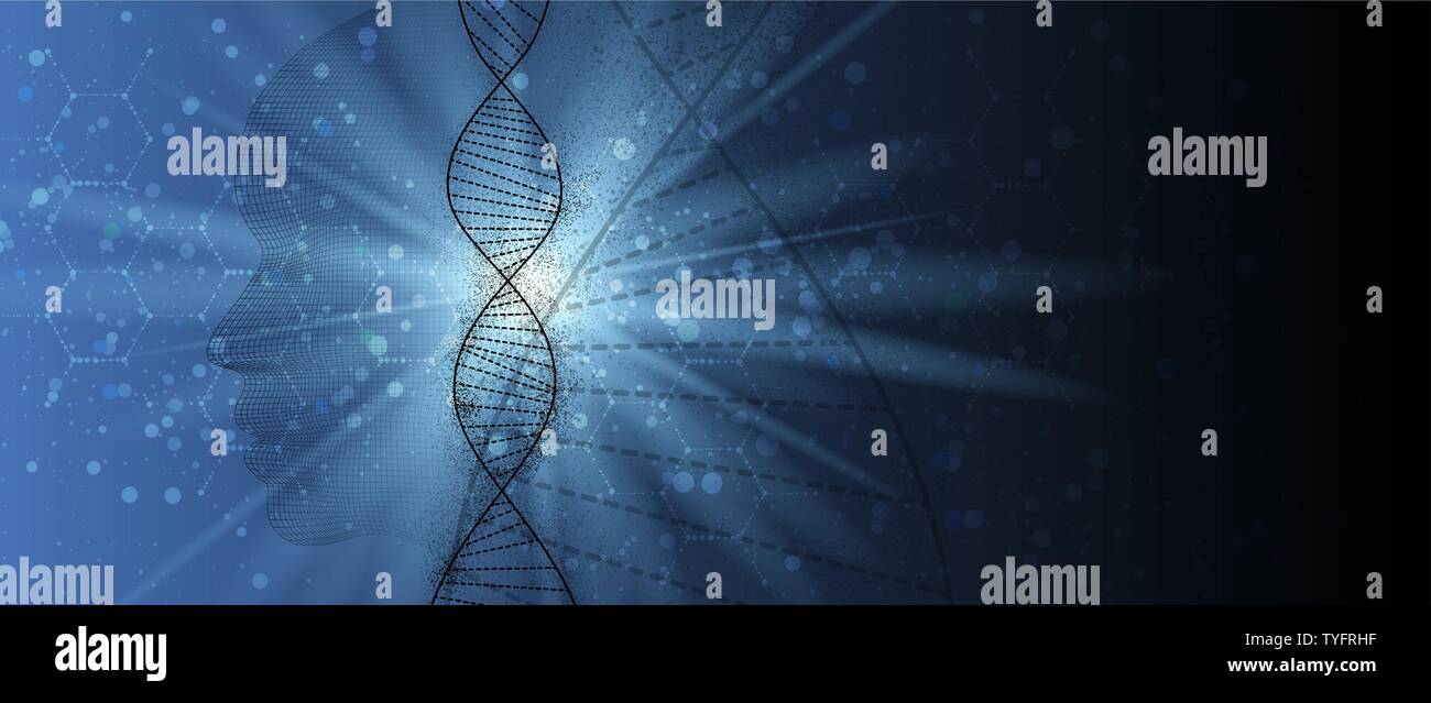 Résumé de l'ADN. Concept médical scientifique. Futuristic background. La structure des molécules de fer Illustration de Vecteur