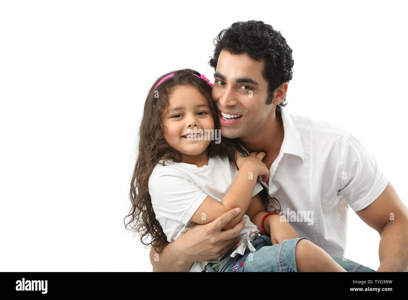 Portrait d'un homme souriant avec sa fille Banque D'Images