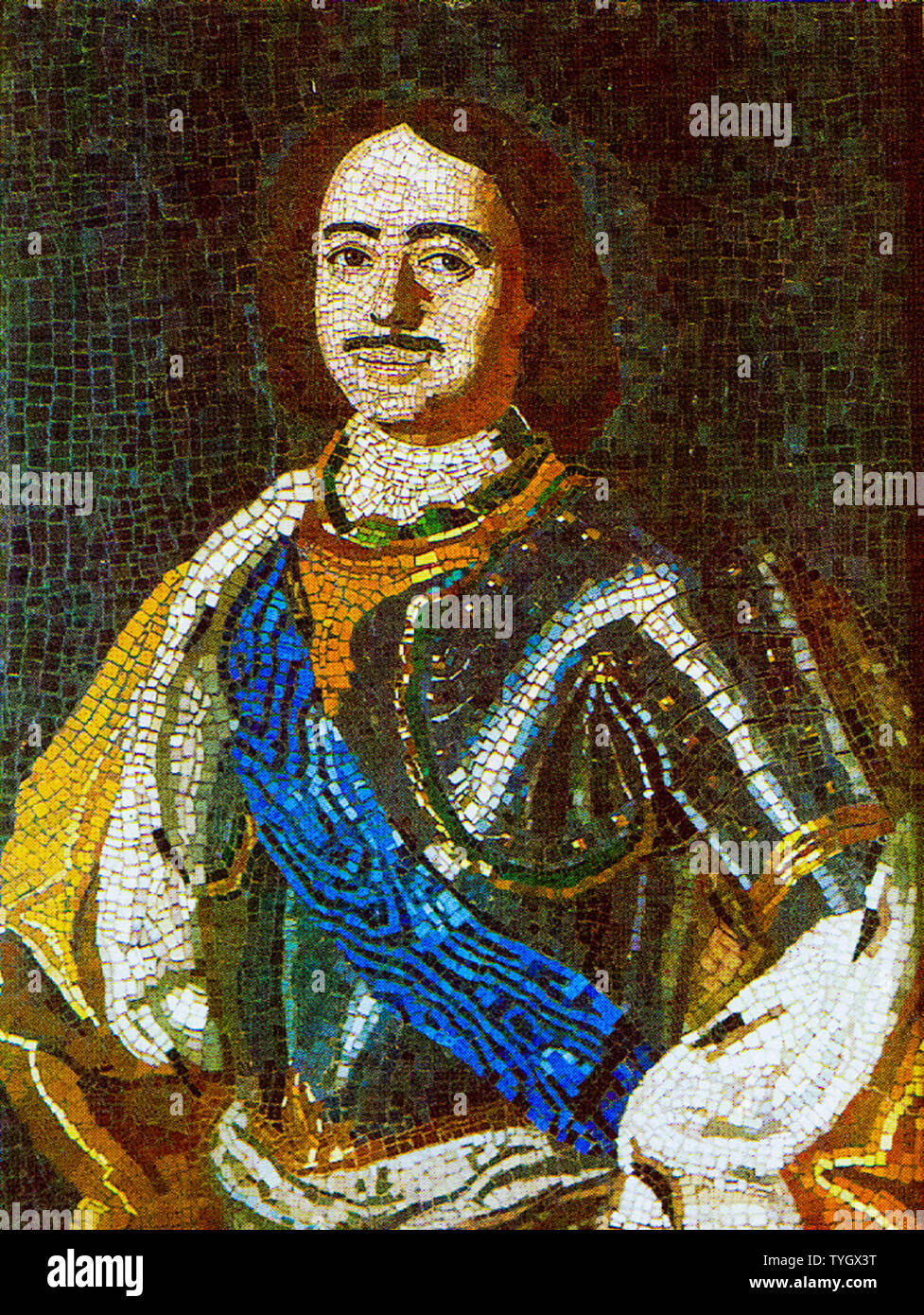 Serge Lachinov, portrait mosaïque de Pierre I de Russie, 1672-1725, mosaïque, 1754 Banque D'Images