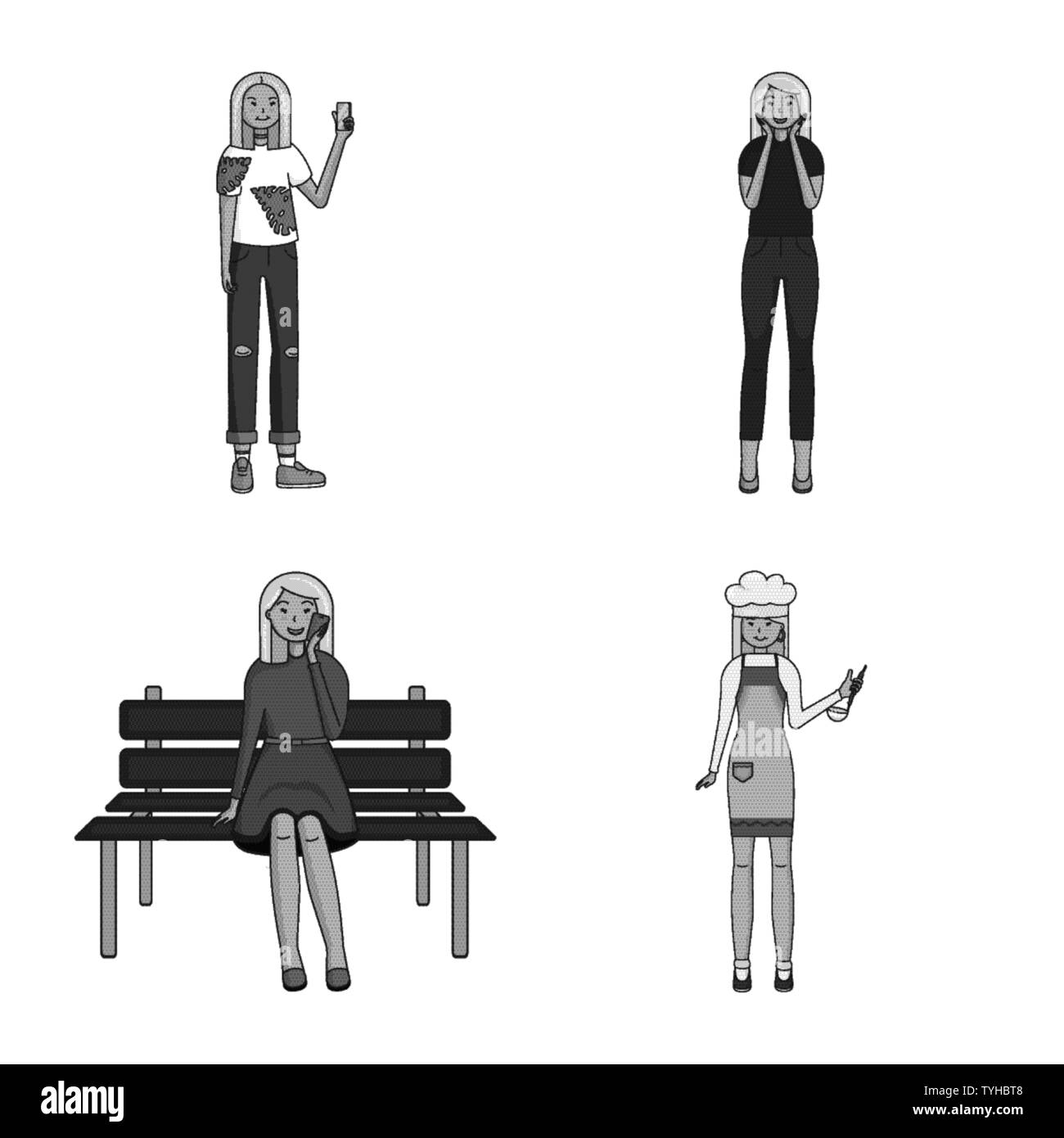 Illustration vecteur d'émotions et de l'icône féminine. Ensemble d'émotions et de corps d'illustration vectorielle stock. Illustration de Vecteur
