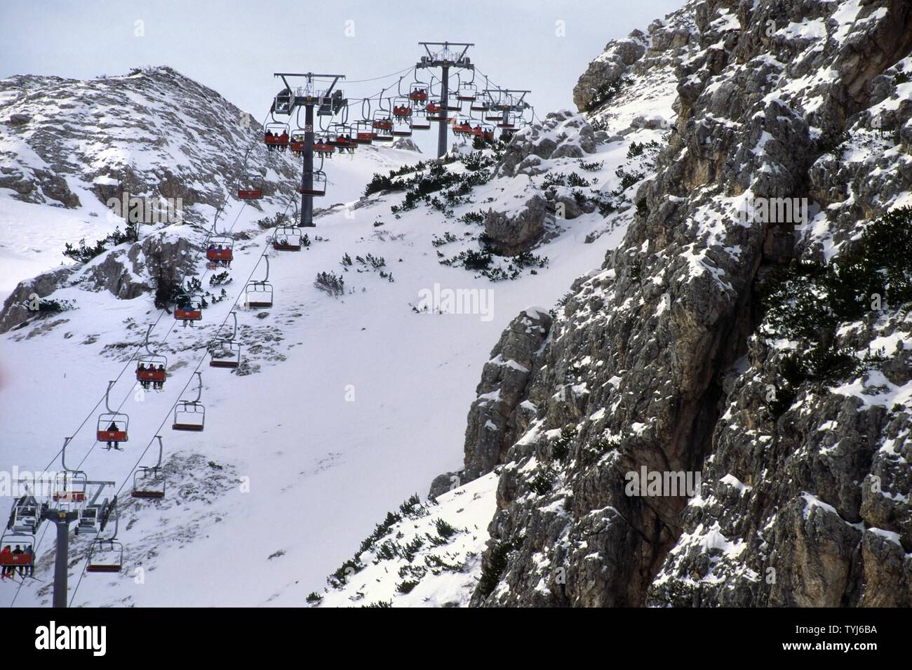 Cortina d'Ampezzo (Italie), la piste de ski, appelé 'Olympia delle Tofane', qui accueillera les compétitions de ski alpin féminin lors des Jeux Olympiques d'hiver de 2026 le Banque D'Images