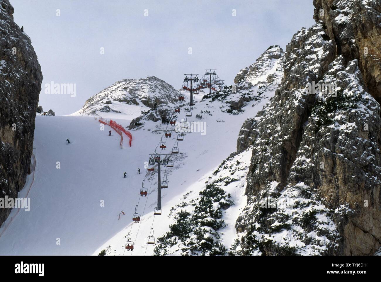 Cortina d'Ampezzo (Italie), la piste de ski, appelé 'Olympia delle Tofane', qui accueillera les compétitions de ski alpin féminin lors des Jeux Olympiques d'hiver de 2026 le Banque D'Images